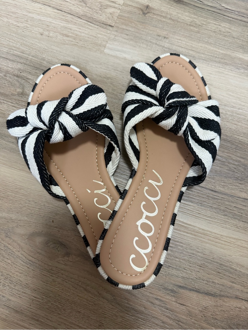Ccocci Rachel Black & White Knotted Slide Sandals